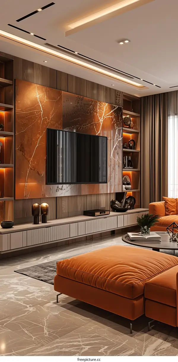 Modern Minimalist Living Room with Sofa and Coffee Table