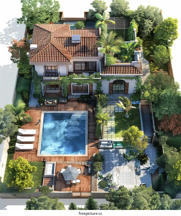 Mediterranean Style Villa Exterior Design Illustration