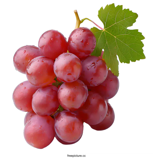 [Transparent Background PNG]Fresh red grapes with leaves