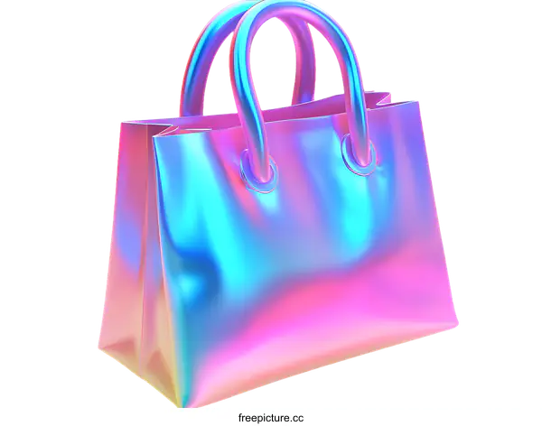 [Transparent Background PNG]Holographic Shopping Bag Illustration