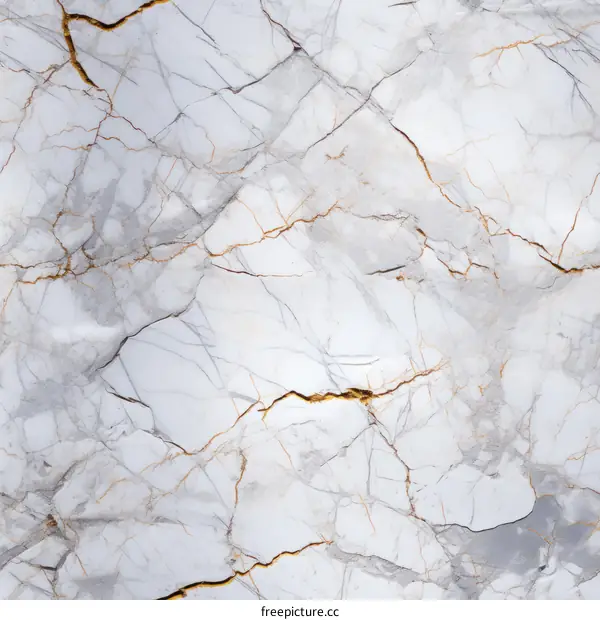 Golden veins in white marble texture