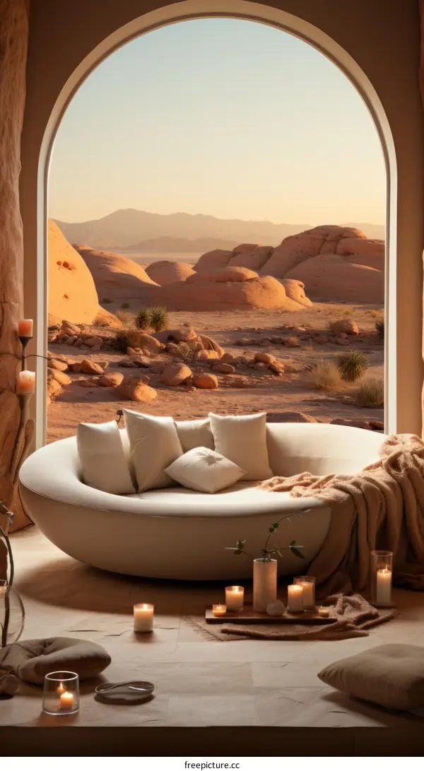 Desert Room with Large Window and View of Landscape
