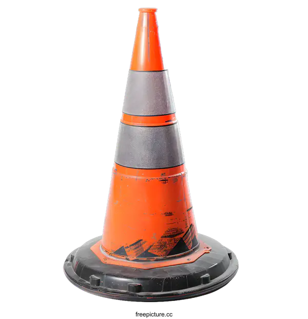 [Transparent Background PNG]Orange Traffic Cone Isolated on White Background