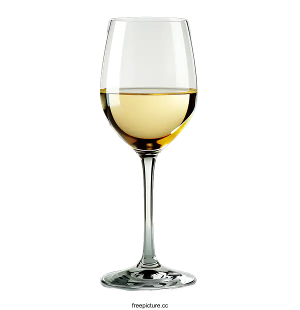 [Transparent Background PNG]Elegant Wine Glass Filled with White Wine