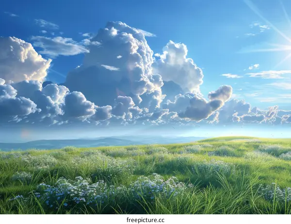 Beautiful Summer Meadow Under a Cloudy Sky