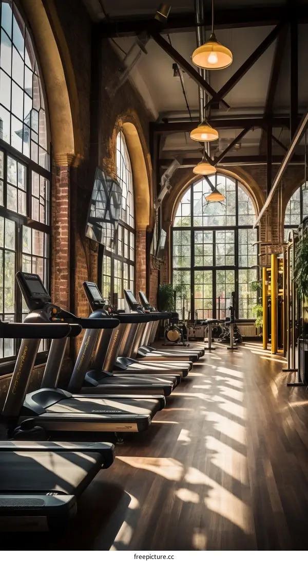Modern Industrial Gym: Elegance of Curves and Light