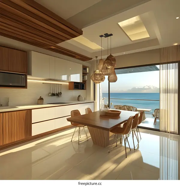 Modern Kitchen Design with Ocean View