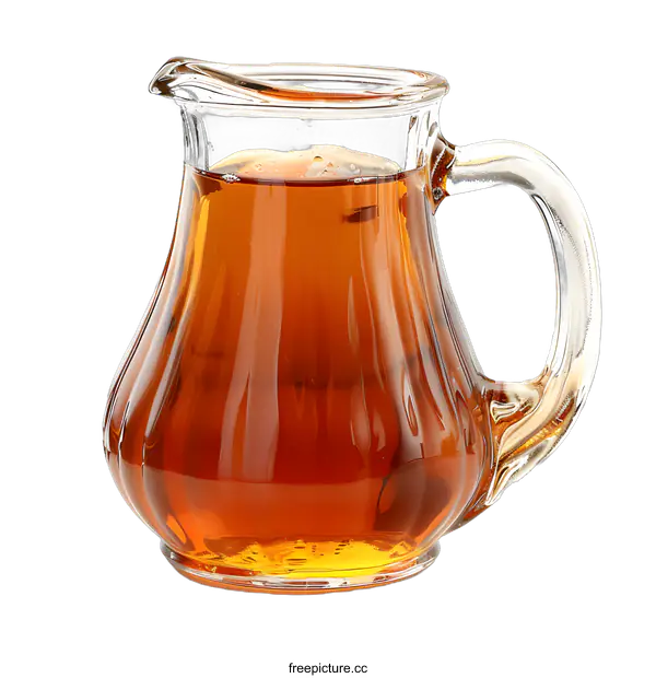 [Transparent Background PNG]A glass jug of amber liquid on a white background