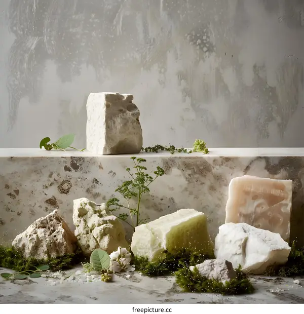 Natural Stone and Greenery Composition