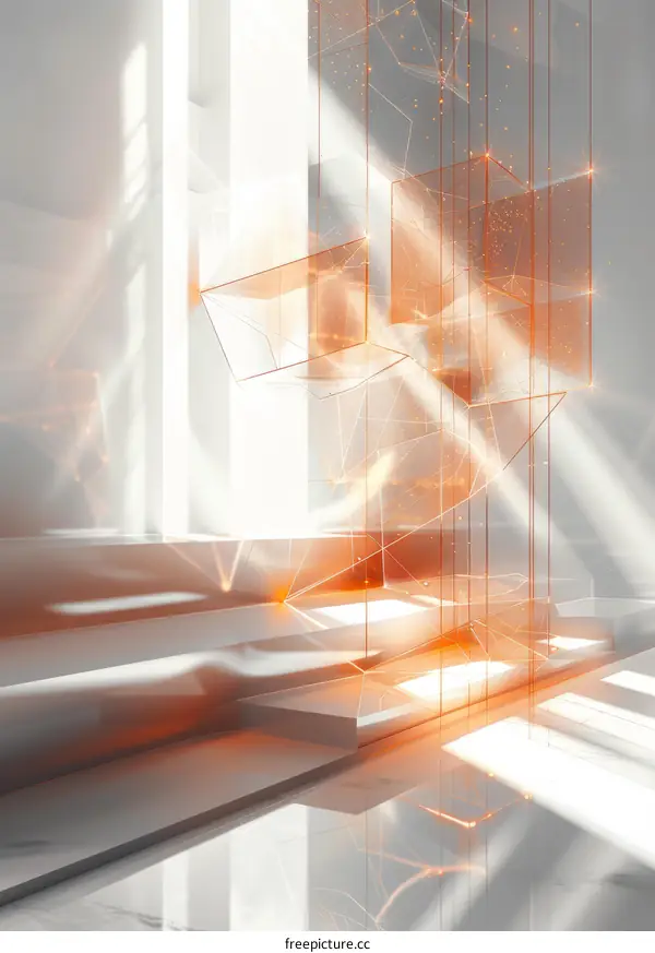 Geometric Light Installation in a White Room