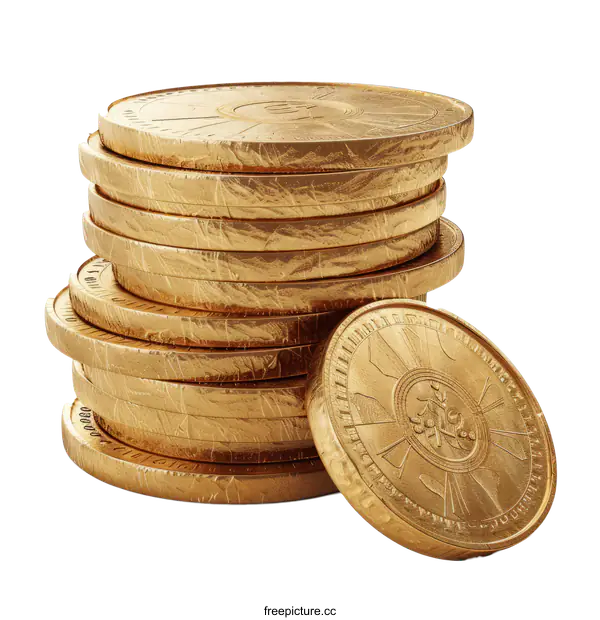 [Transparent Background PNG]A stack of gold coins