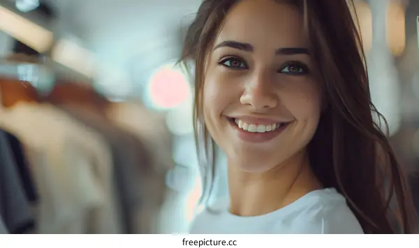 Portrait of a Smiling Woman with Freckles