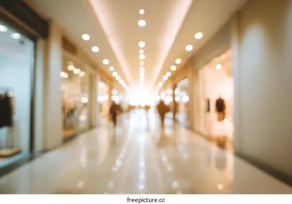 Blurred View of a Shopping Mall Interior with People