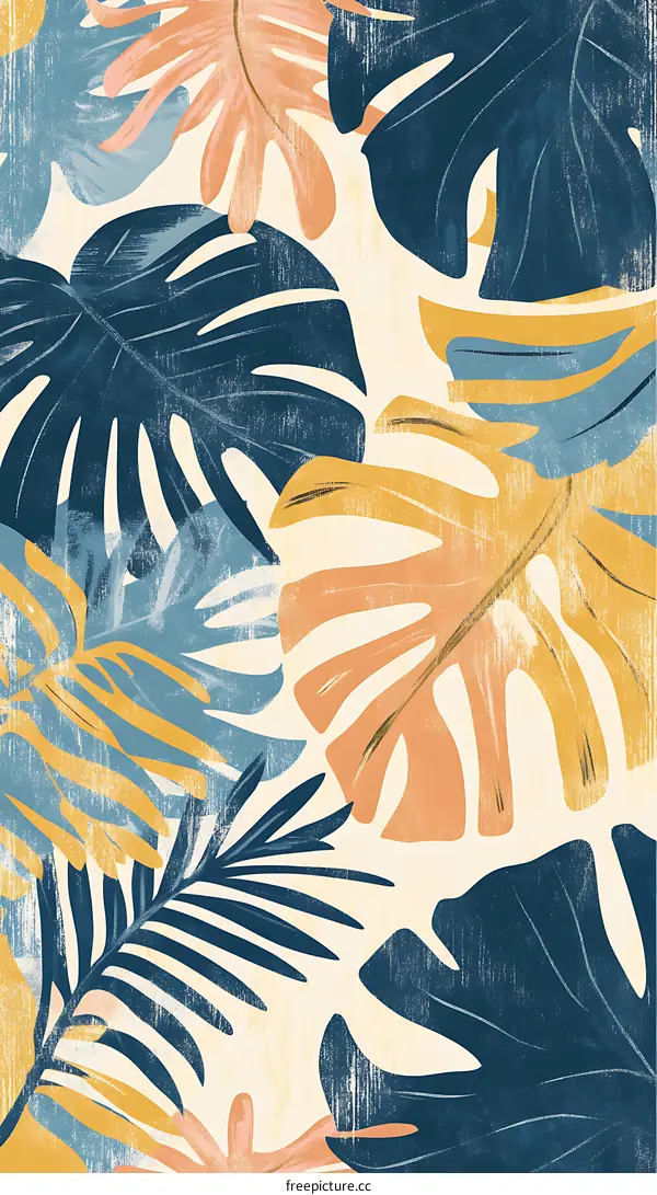 Abstract Tropical Leaves Painting