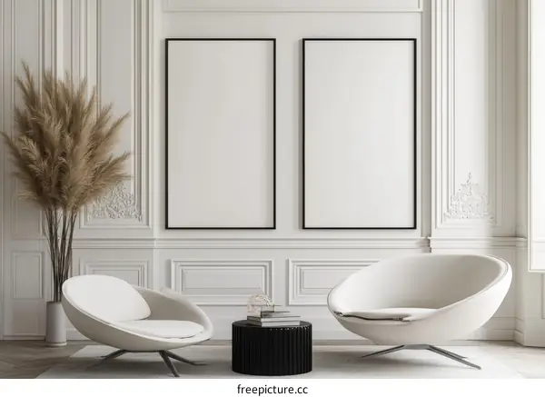 Elegant Modern Room with Blank Art Prints