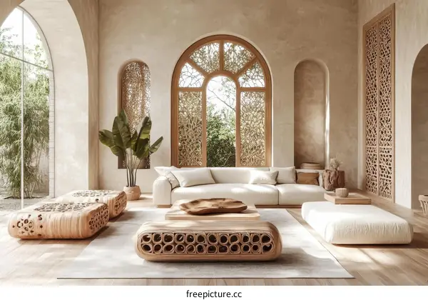 Modern Beige Living Room Interior Design