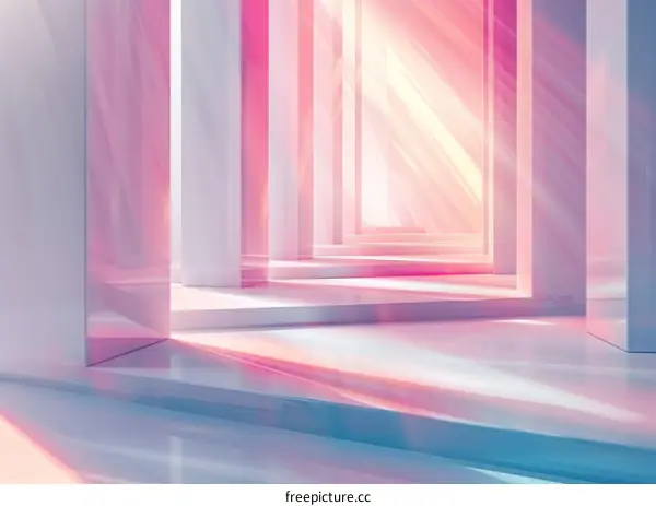 Futuristic Architectural Interior with Light and Columns