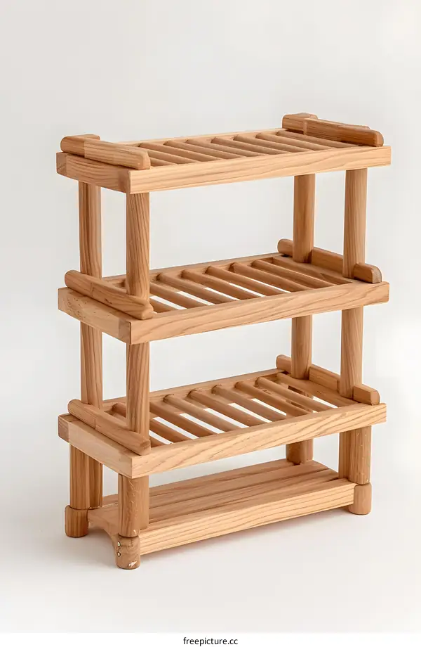 Wooden Three Tiered Shelf