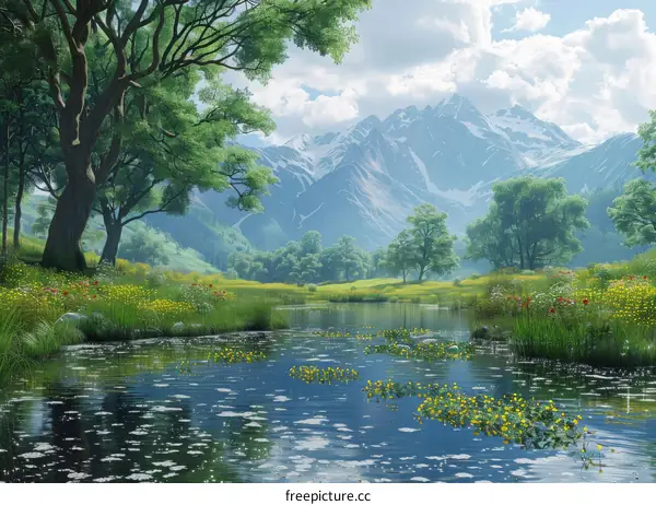 Serene Mountain Lake Landscape