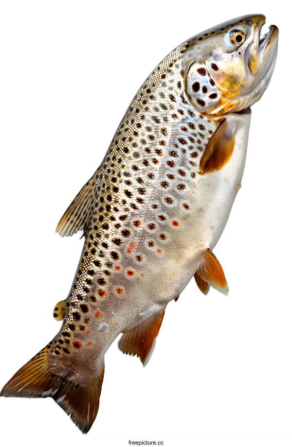 [Transparent Background PNG]Fresh Brown Trout on White Background