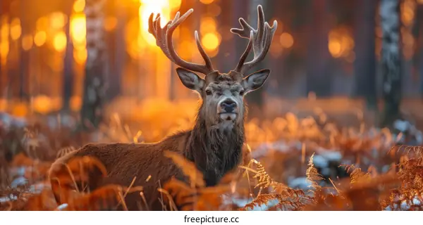 A Majestic Deer in the Sunlit Forest