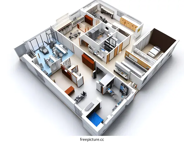 3D Illustration of a Modern Clinic Interior Design Plan