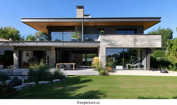 Modern Two Story House with Brick Facade