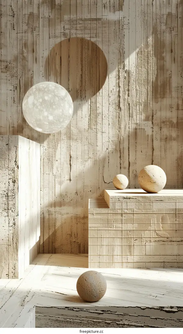 Concrete Spheres Composition 3d Abstract Illustration