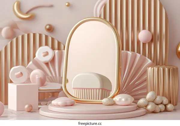 Gold and Pink Abstract 3D Render