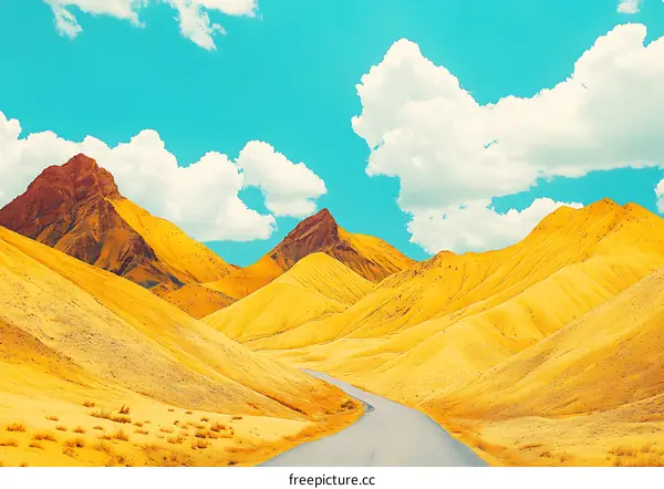 Yellow Mountains and Winding Road