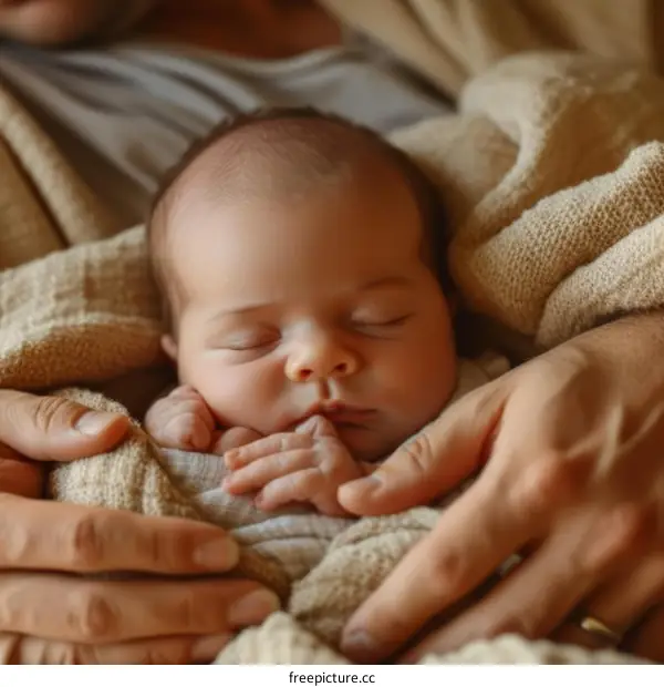 newborn baby sleeping in a blanket