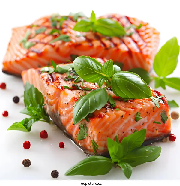 Grilled Salmon with Basil
