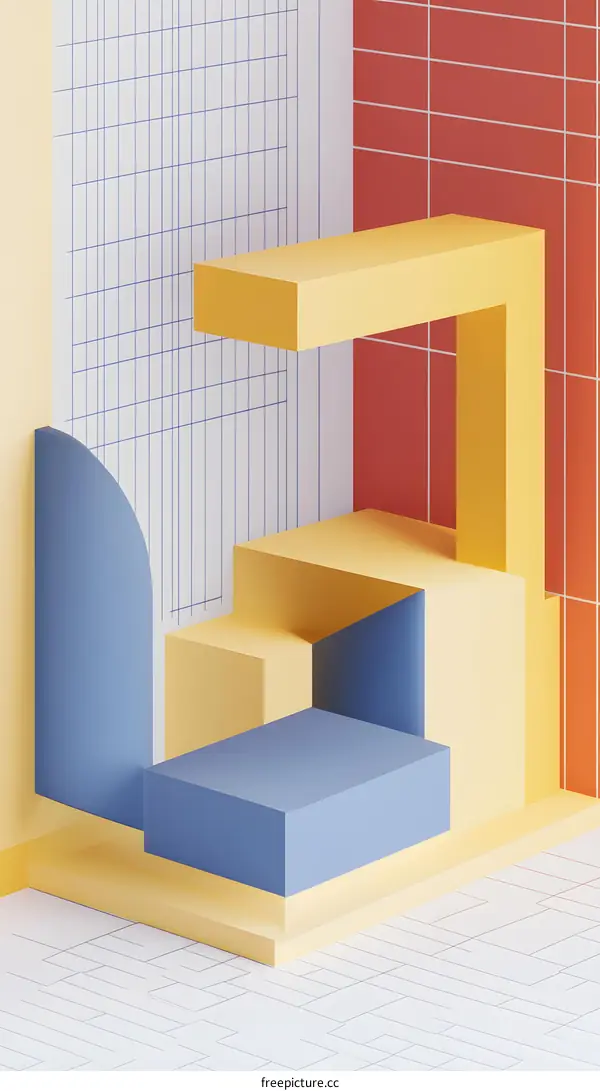 Abstract Geometric Shapes Minimalist 3D Rendered Background