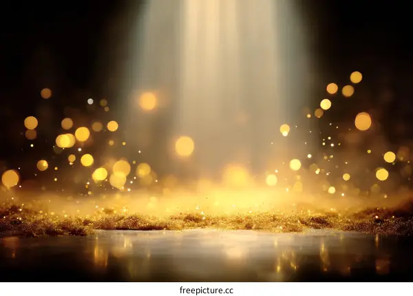 Golden Sparkling Background with Spotlight
