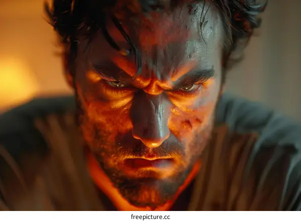 Close-up Angry Man Portrait