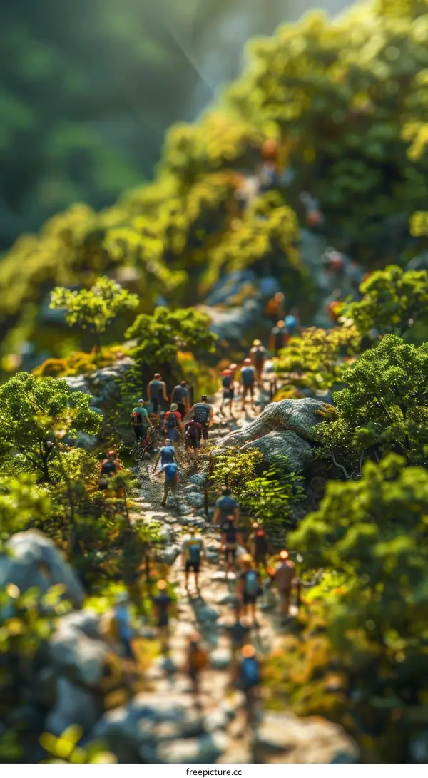 Miniature People on a Rocky Mountain Trail