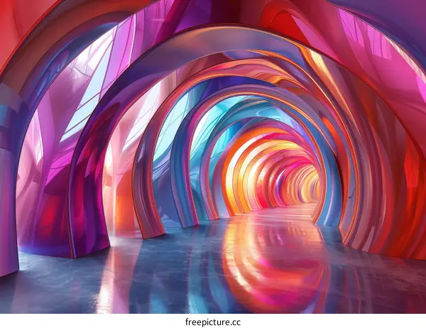 Futuristic Tunnel Arches in Vibrant Hues