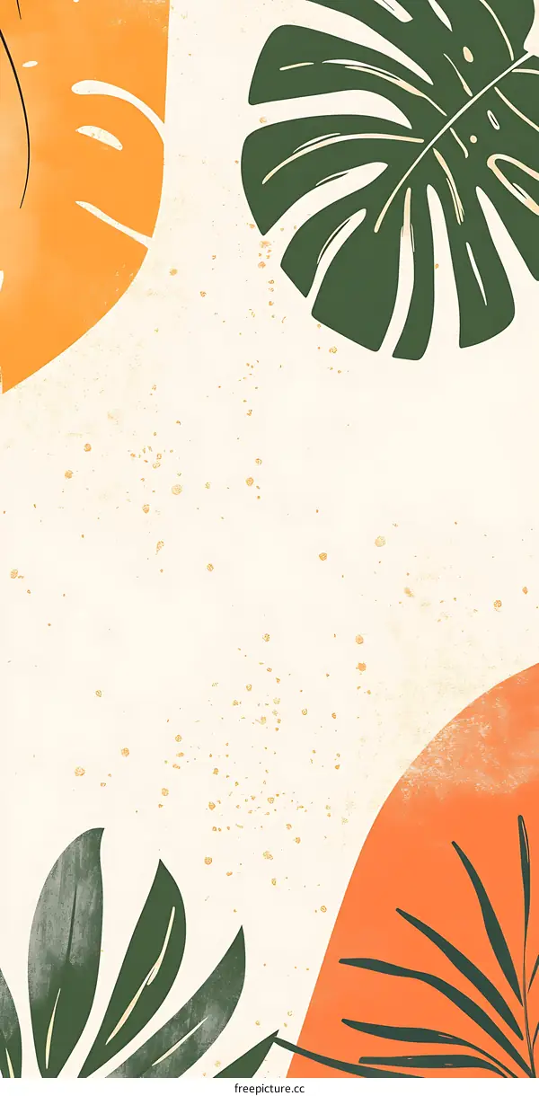 Abstract Green and Orange Leaf Background Illustration