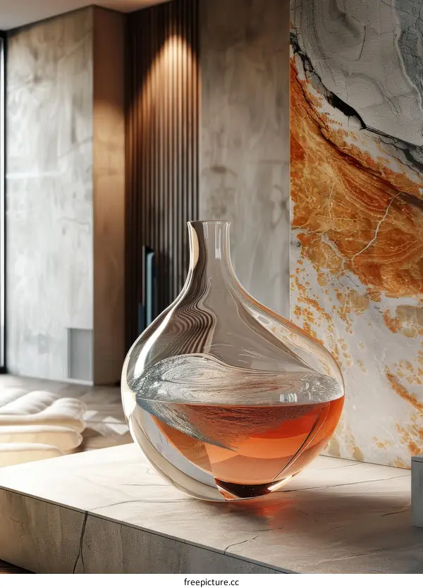 Modern Decorative Glass Vase on Stone Surface