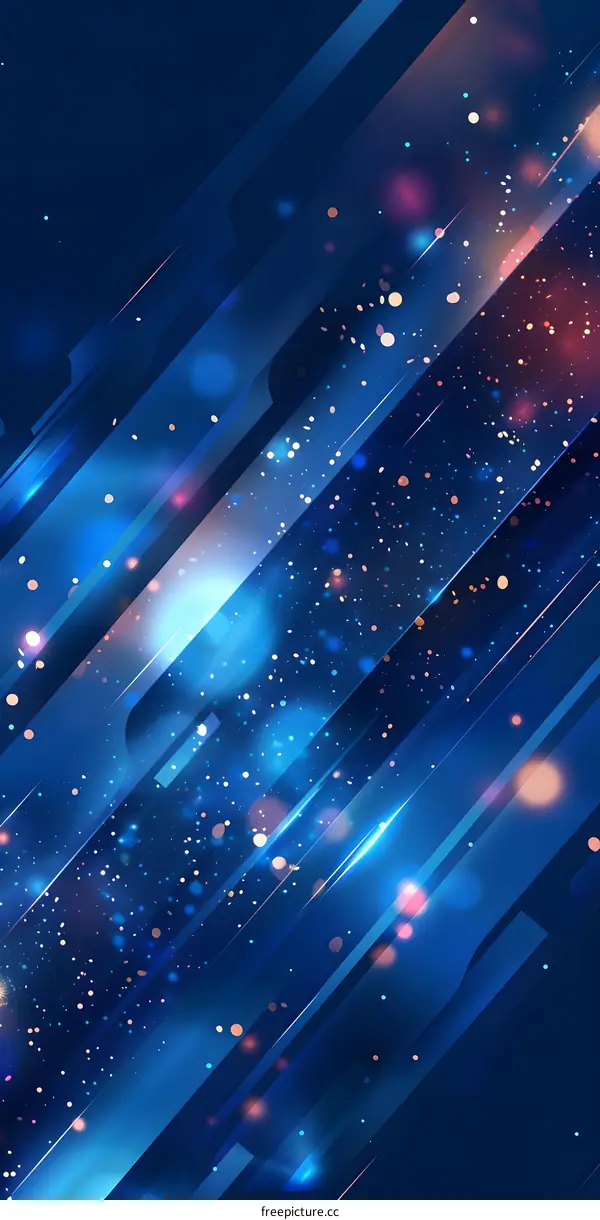 Blue abstract background with glowing light streaks