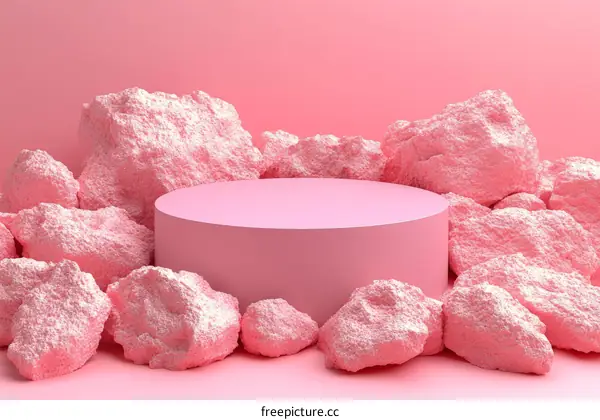 Pink Minimalist Product Display with Rocks