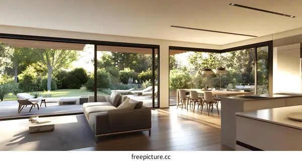 Modern Interior Design Living Room With Large Windows