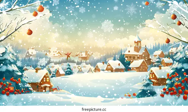 Christmas Village in the Snow