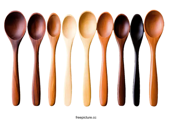 [Transparent Background PNG]Assorted Wooden Spoons in Different Shades