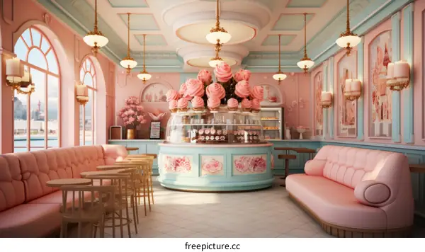 Charming Pastel-Hued Cafe with Rococo and Baroque Elements