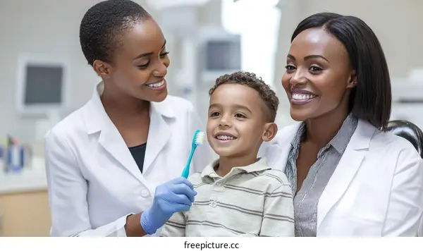 Dentist Examining a Child Patient Dental Care