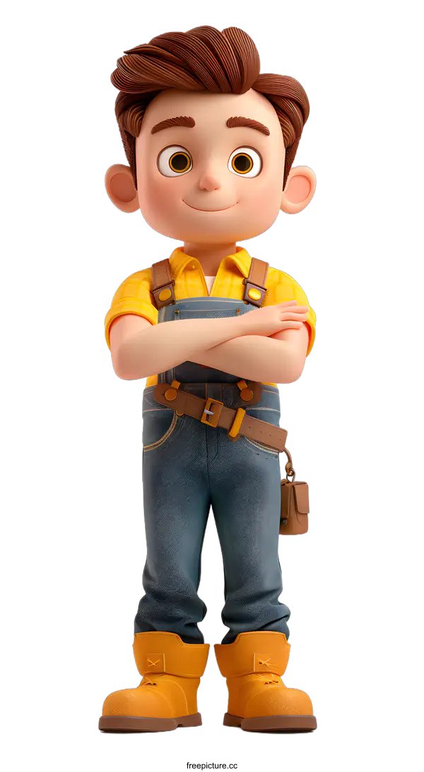 [Transparent Background PNG]3d rendering of a cute cartoon boy