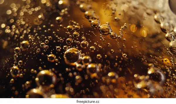 Close-up of Bubbles in a Glass of Cola