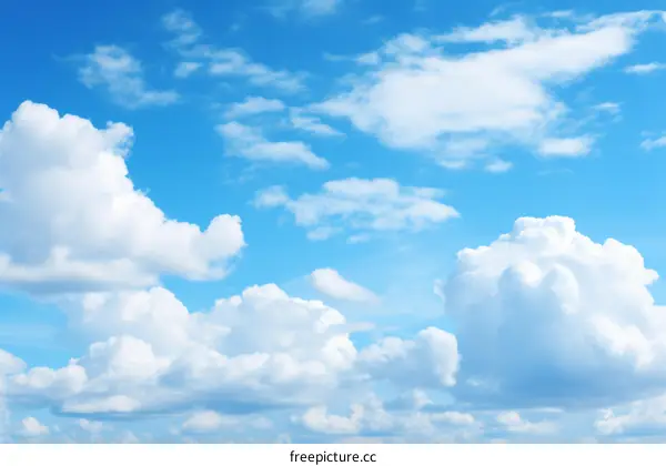 Blue Sky and Fluffy White Clouds