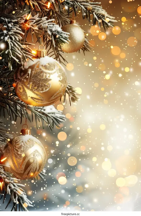 Golden Christmas Tree With Ornaments